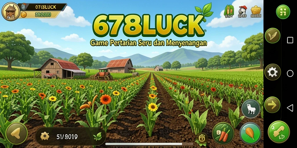 Screenshot gameplay 678LUCK dengan kebun yang indah dan hewan peliharaan.