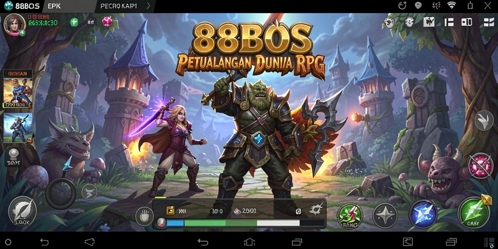 Screenshot menunjukkan aksi pertempuran mendebarkan dalam 88BOS