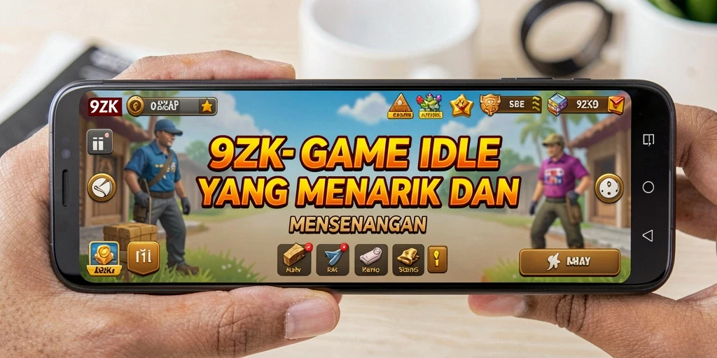 Screenshot gameplay 9ZK menampilkan kemajuan karakter dalam mode Idle.
