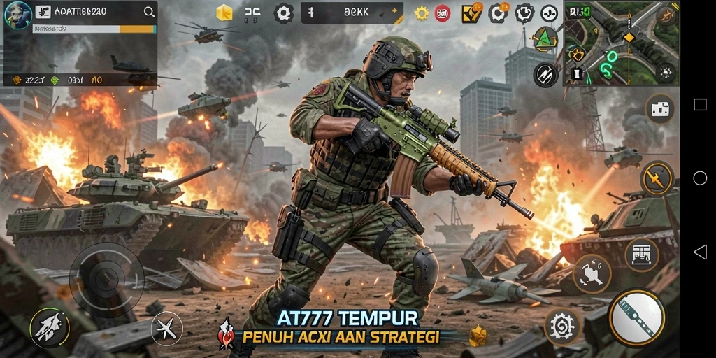 Tangkapan layar menunjukkan aksi intens dalam pertempuran TPS AT777.