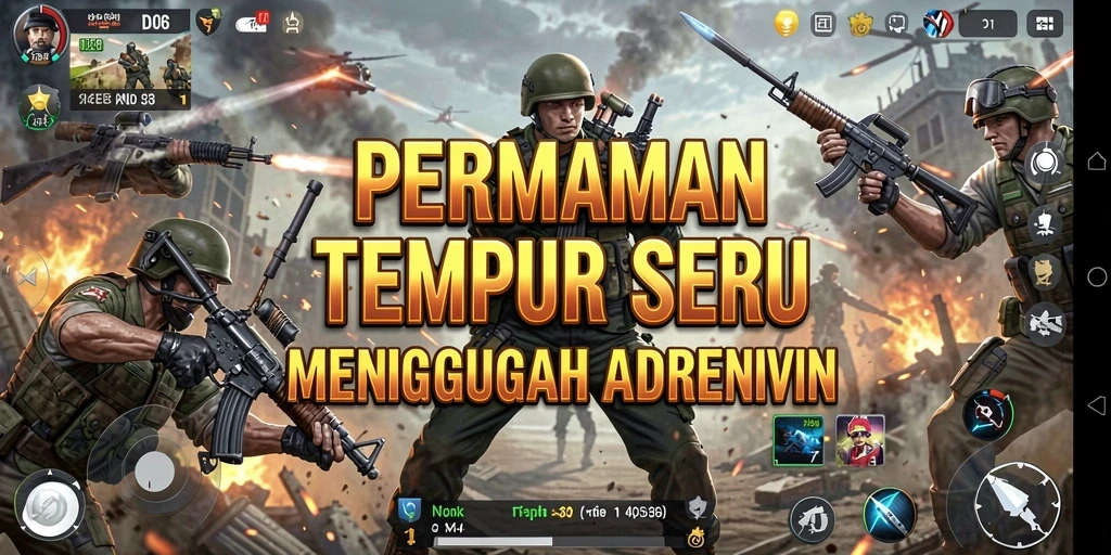 Screenshot D06 menampilkan aksi tempur yang intens dan grafis menakjubkan.