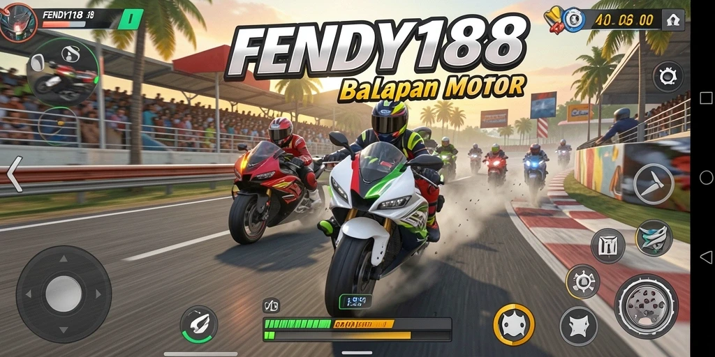 Tangkapan layar utama FENDY188 menampilkan balapan motor yang mendebarkan.