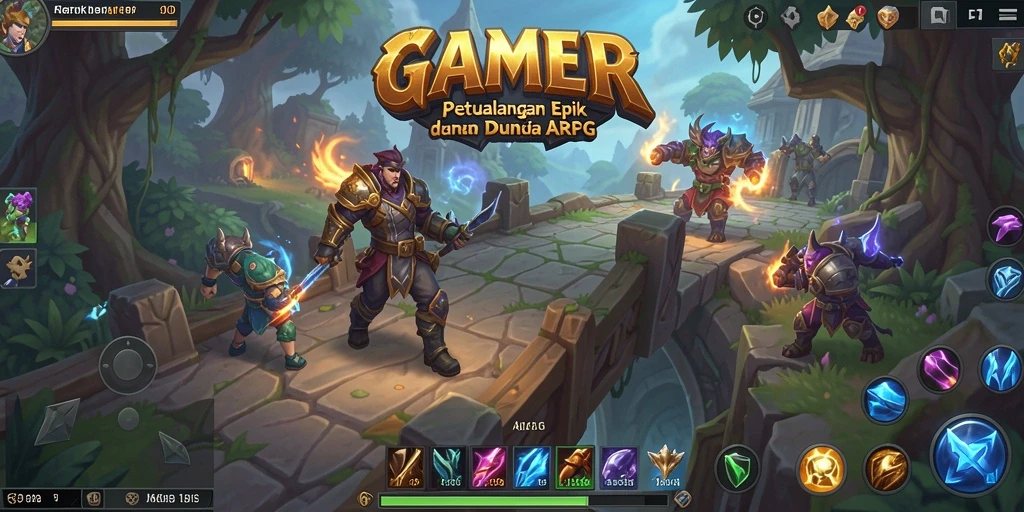 Screenshot menampilkan pertempuran epik dalam GAMERP di dunia ARPG.