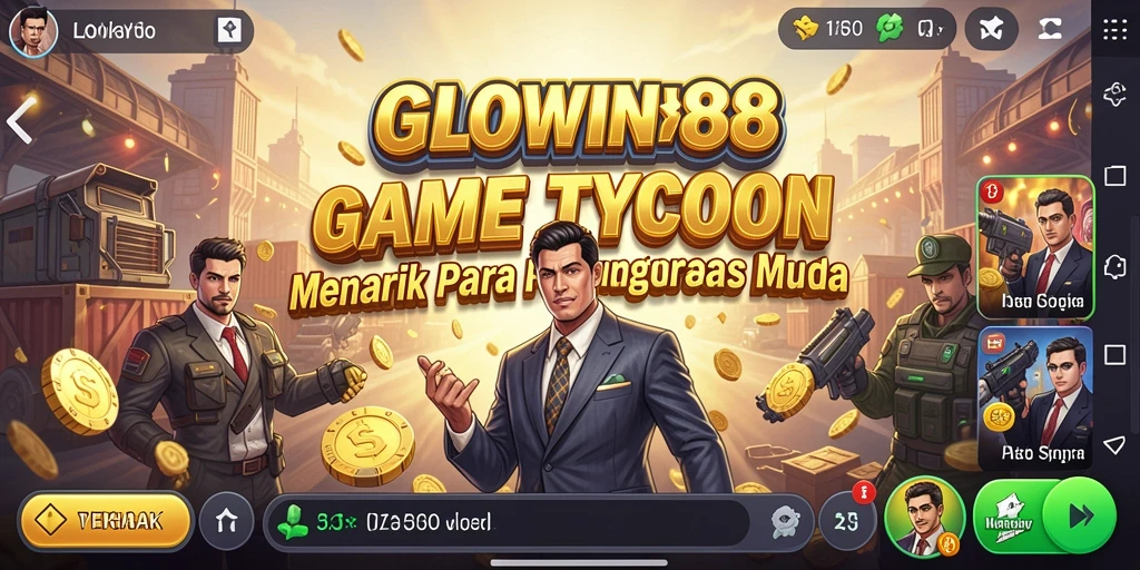 Tampilan gameplay GLOWIN88 menampilkan suasana bisnis yang dinamis.