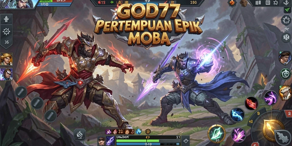 Gameplay seru dalam pertarungan MOBA di GOD77.