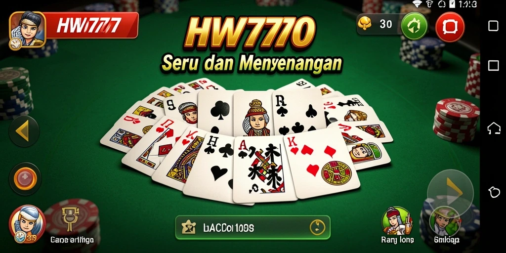 Screenshot utama HW777 menampilkan aksi seru permainan Domino.