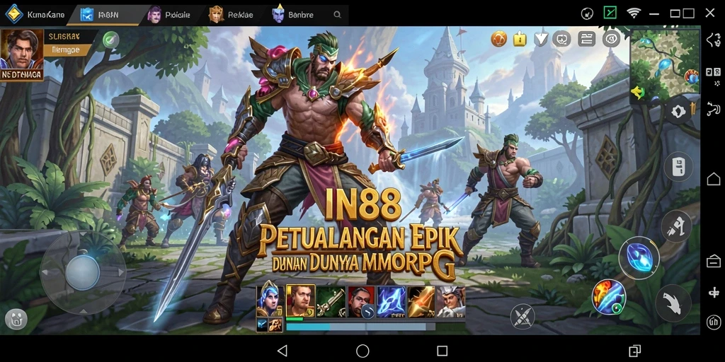 Screenshot gameplay IN88 dengan karakter beraksi dalam petualangan MMORPG.