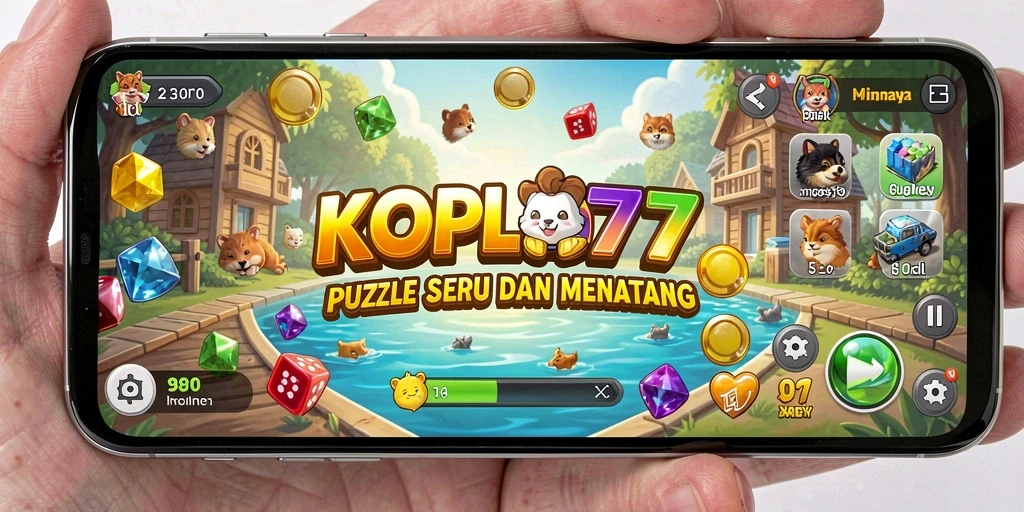 Screenshot KOPLO77 dengan gameplay puzzle menarik dan penuh warna.