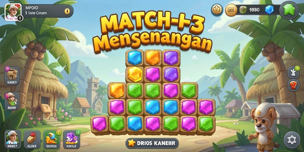Tampilan gameplay seru MPOID dengan berbagai tantangan Match-3.