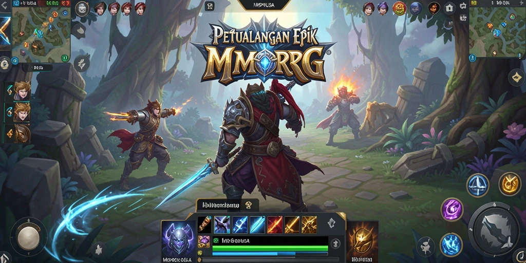 Screenshot gameplay <strong>MPONUSA</strong> yang menunjukkan pertarungan epik antara karakter di dunia fantasi.