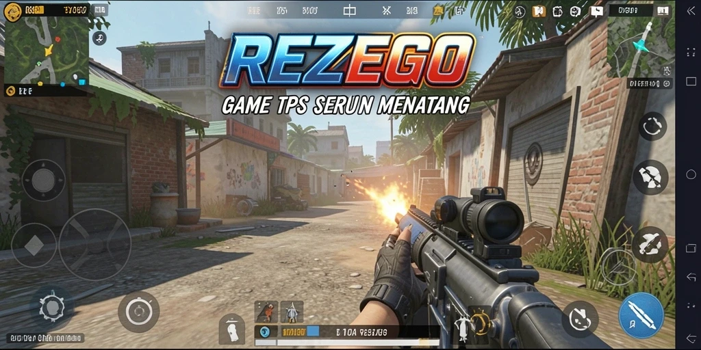 Screenshot gameplay REZEGO dengan aksi pertempuran seru.