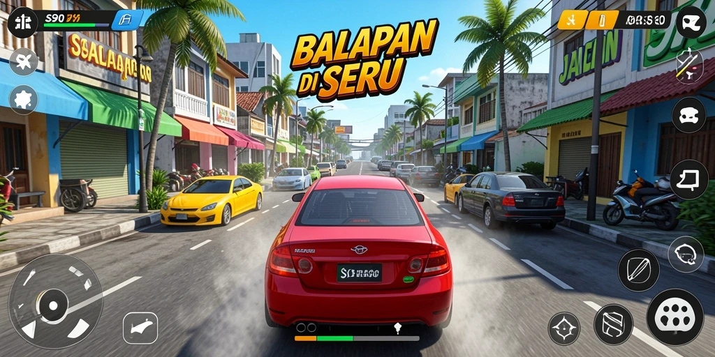 Tampilan gameplay S80 yang menegangkan dengan mobil balap.