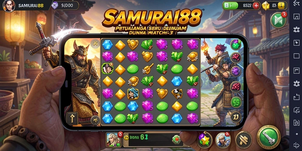 Tampilan gameplay menarik dari SAMURAI88 dengan karakter unik dan tantangan.