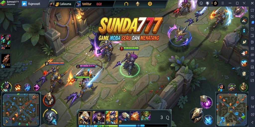 Screenshot gameplay SUNDA777 menampilkan aksi seru dalam pertarungan tim.