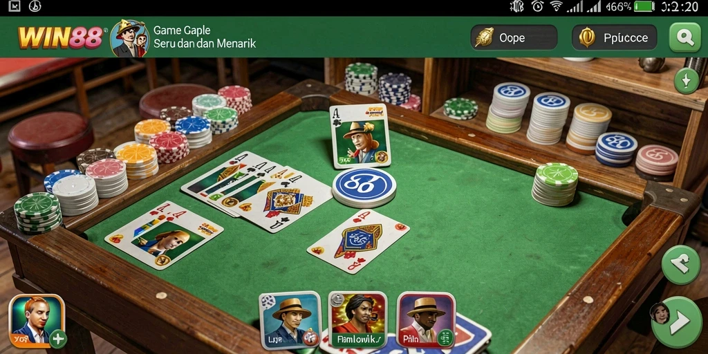 Tampilan gameplay <strong>WIN88</strong> yang menarik dalam permainan Gaple.