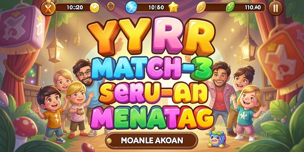 Screenshot gameplay YYRR dengan aksi mencocokkan buah.